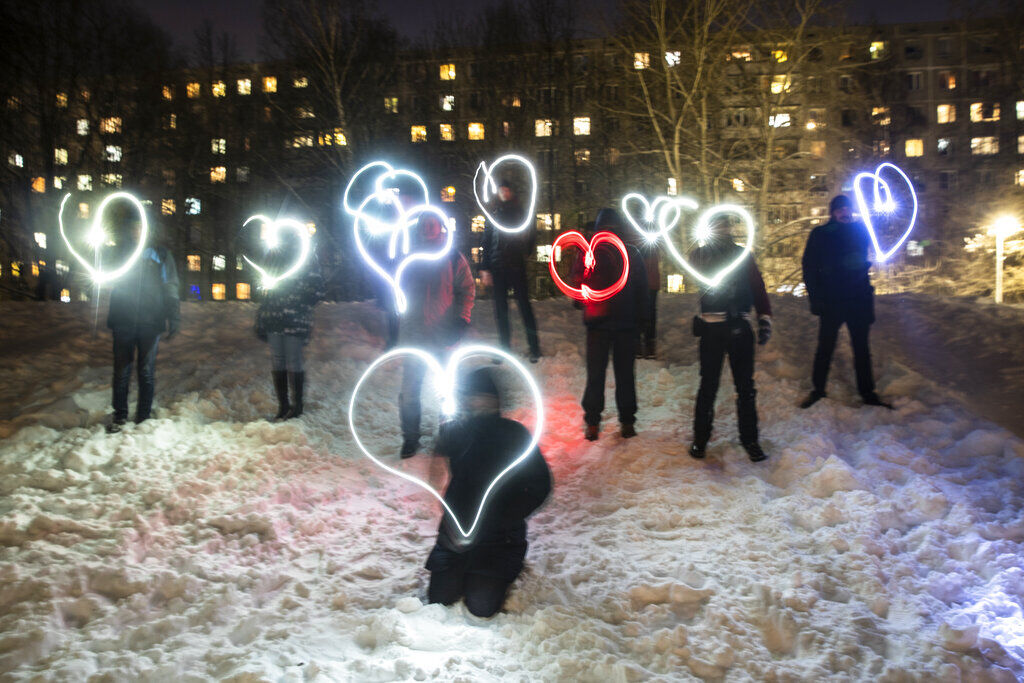 APTOPIX Russia Navalny Flashlight Protest